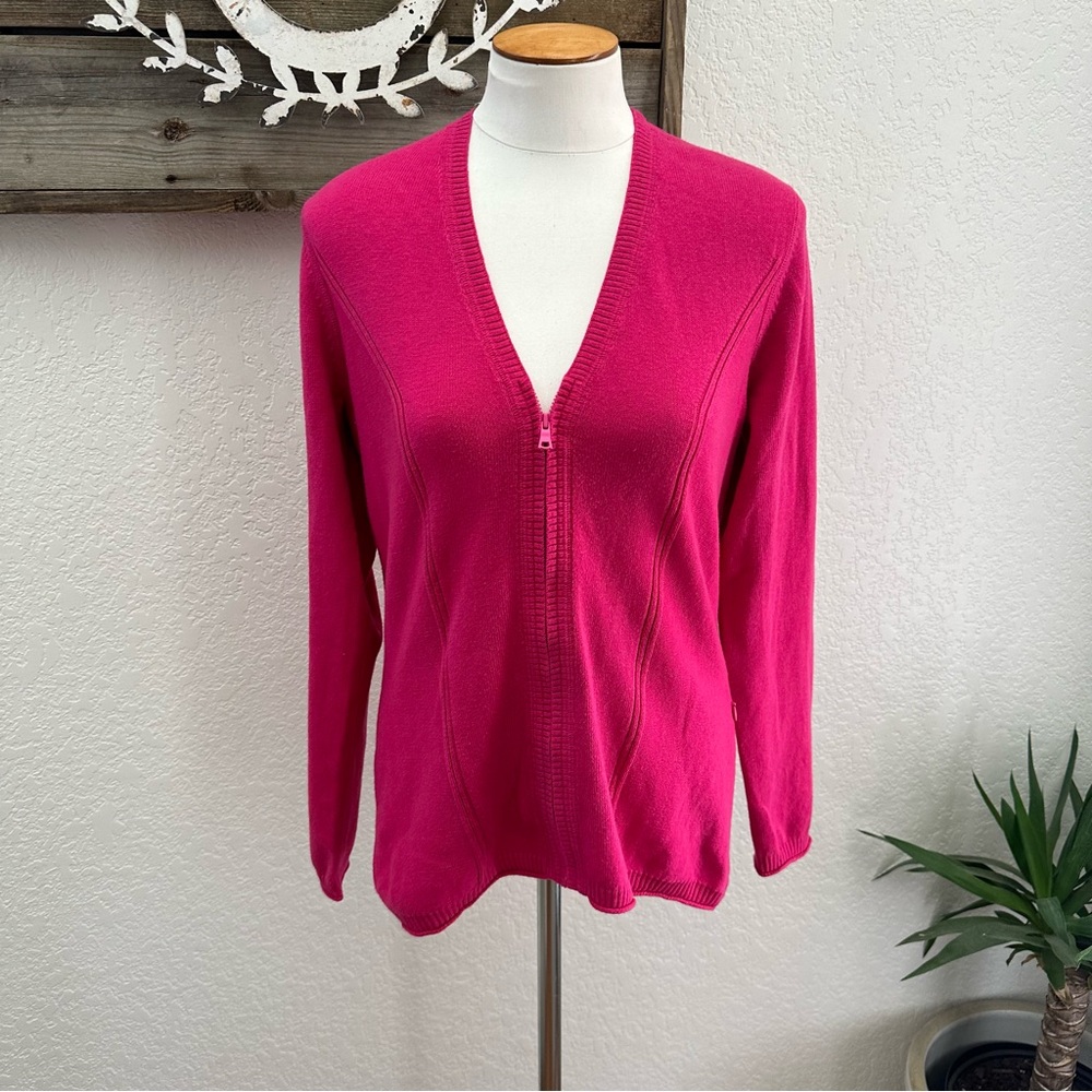 Title Nine Pink Sweater zip front cotton blend‎ ladies size M